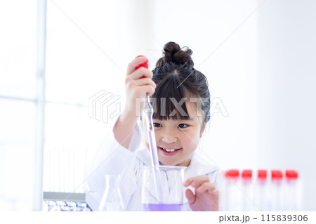 科学の勉強をする小学生の女の子 115839306