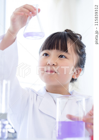科学の勉強をする小学生の女の子 115839312