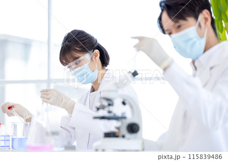 研究イメージ 研究室で働く男女 研究イメージ 研究室で働く男女 115839486