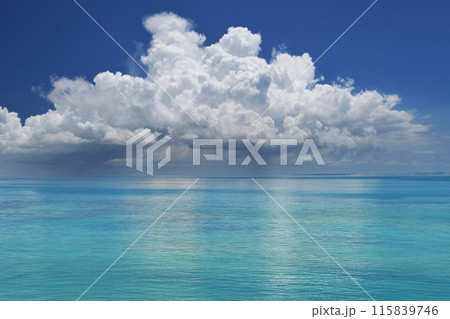 真夏の入道雲と青い海 115839746