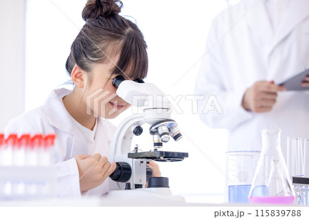 科学の勉強をする小学生の女の子 115839788