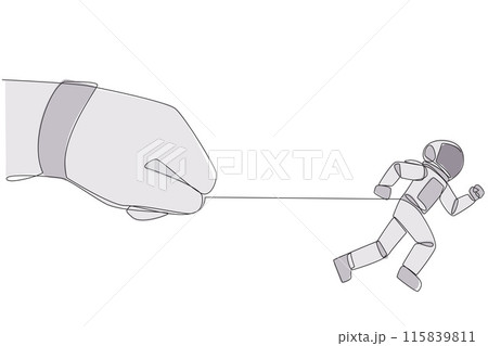 Continuous one line drawing astronaut run but stomach is tied. Small mistakes made when space expeditions. Can't escape. Must be responsible for everything. Single line draw design vector illustration Continuous one line drawing astronaut run but stomach is tied. Small mistakes made when space expeditions. Can't escape. Must be responsible for everything. Single line draw design vector illustration 115839811