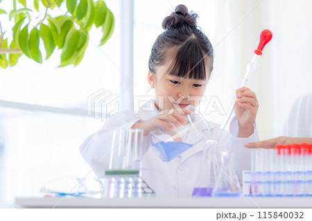 科学の勉強をする小学生の女の子 科学の勉強をする小学生の女の子 115840032