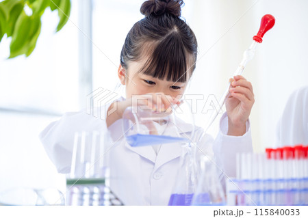 科学の勉強をする小学生の女の子 科学の勉強をする小学生の女の子 115840033