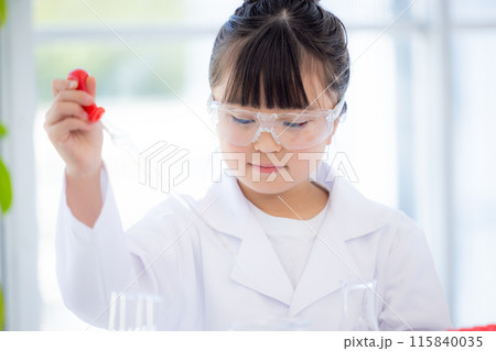 科学の勉強をする小学生の女の子 115840035