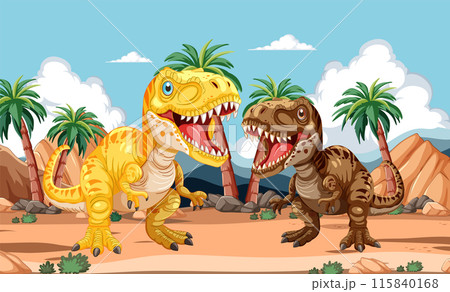 Dinosaurs in a Prehistoric Landscape 115840168