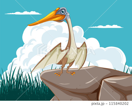 Pterodactyl on Rocky Cliff Pterodactyl on Rocky Cliff 115840202