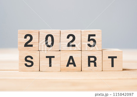 2025 START text on table. Resolution, strategy, goal, motivation, reboot, business and New Year holiday concepts 2025 START text on table. Resolution, strategy, goal, motivation, reboot, business and New Year holiday concepts 115842097