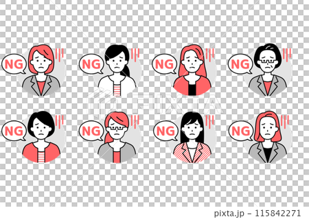 Suit woman upper body icon set (NG) Suit woman upper body icon set (NG) 115842271