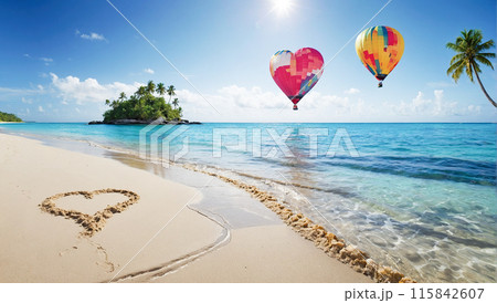 Palm trees on a tropical beach 115842607