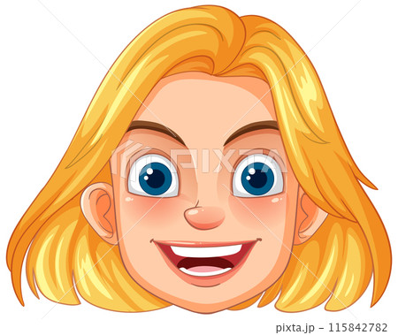 Happy Blonde Cartoon Face 115842782