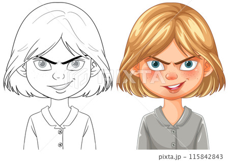 Expressive Girl with Mischievous Smile Expressive Girl with Mischievous Smile 115842843