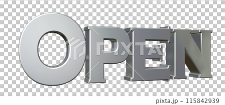 3DCG three-dimensional letters "Open/Opening Commemoration" Silver, Silver 115842939