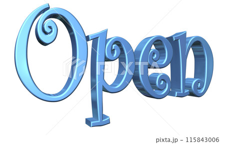 3DCG立体文字「Open/開店記念」ブルー,青 115843006