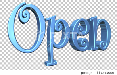 3DCG立体文字「Open/開店記念」ブルー,青 115843006