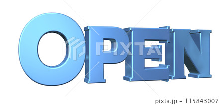 3DCG立体文字「Open/開店記念」ブルー,青 115843007