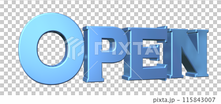 3DCG立体文字「Open/開店記念」ブルー,青 115843007