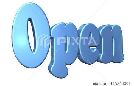 3DCG立体文字「Open/開店記念」ブルー,青 115843008