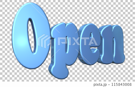 3DCG立体文字「Open/開店記念」ブルー,青 115843008