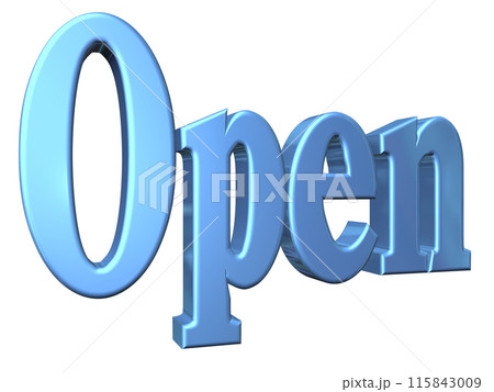 3DCG立体文字「Open/開店記念」ブルー,青 115843009