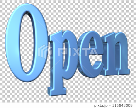 3DCG立体文字「Open/開店記念」ブルー,青 115843009