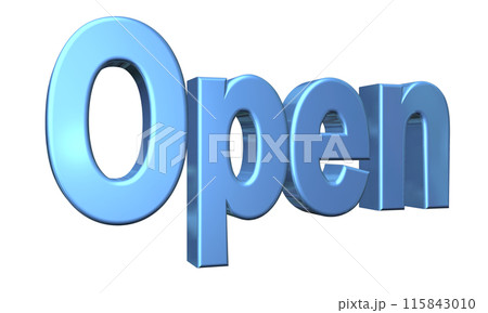 3DCG立体文字「Open/開店記念」ブルー,青 115843010
