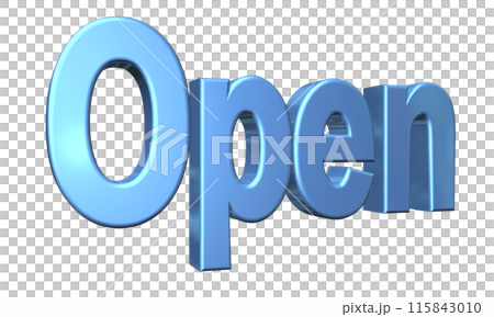 3DCG立体文字「Open/開店記念」ブルー,青 115843010