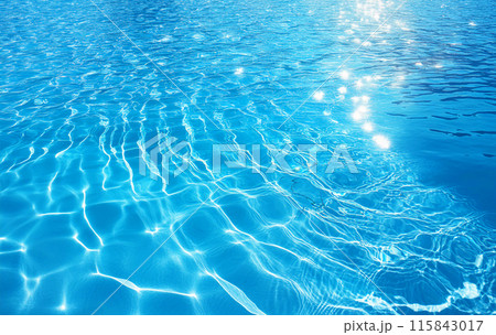 光り輝く透明感のある波　ブルーの水面の背景（ジェネレーティブ AI ） 115843017
