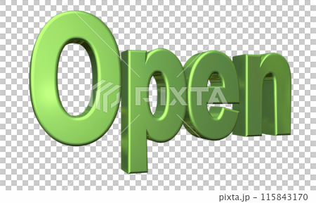3DCG立体文字「Open/開店記念」グリーン,緑 115843170