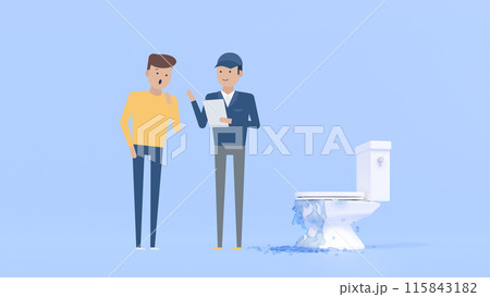 Mixed 2D 3D｜壊れたトイレの出張修理費の見積り 115843182