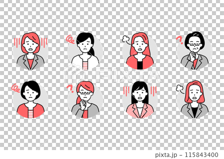 Suit woman upper body icon set (negative) 115843400
