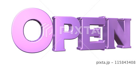 3DCG立体文字「Open/開店記念」パープル,紫 3DCG立体文字「Open/開店記念」パープル,紫 115843408