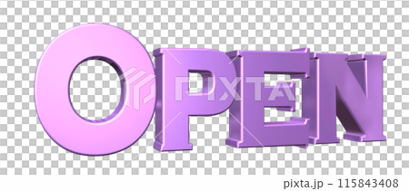 3DCG立体文字「Open/開店記念」パープル,紫 3DCG立体文字「Open/開店記念」パープル,紫 115843408