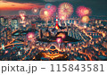 東京の夜空に打ち上げられた花火 115843581