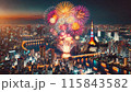 東京の夜空に打ち上げられた花火 115843582