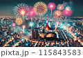 東京の夜空に打ち上げられた花火 115843583