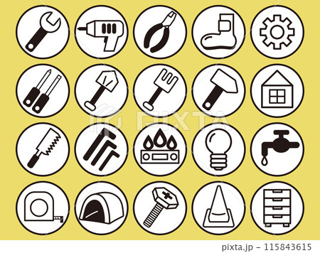 工具などのホームセンター取扱商品イメージのアイコンセット 115843615