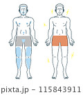 男性の脱毛全身イラスト 115843911