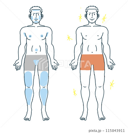 男性の脱毛全身イラスト 男性の脱毛全身イラスト 115843911