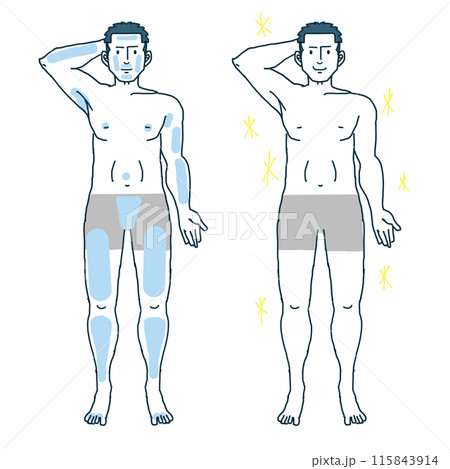 男性の脱毛全身イラスト 115843914