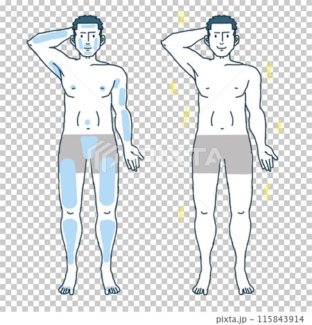 男性の脱毛全身イラスト 115843914