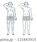 男性の脱毛全身イラスト 115843915