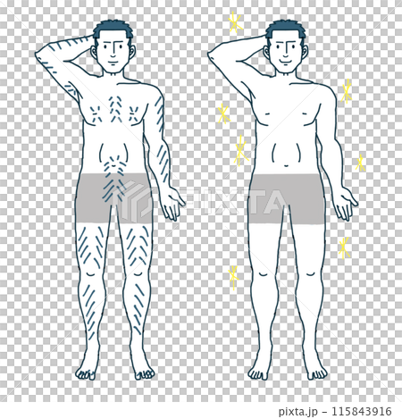 男性の脱毛全身イラスト 115843916