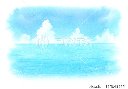 夏の空と海の水彩画 夏の空と海の水彩画 115843935