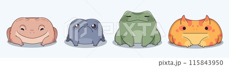 Cute frog character sitting on floor. 115843950