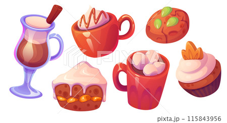 Spice pie latte. Cute fall pumpkin coffee cartoon Spice pie latte. Cute fall pumpkin coffee cartoon 115843956