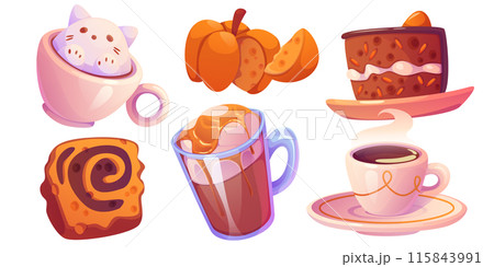 Pumpkin spice drink and desserts set Pumpkin spice drink and desserts set 115843991