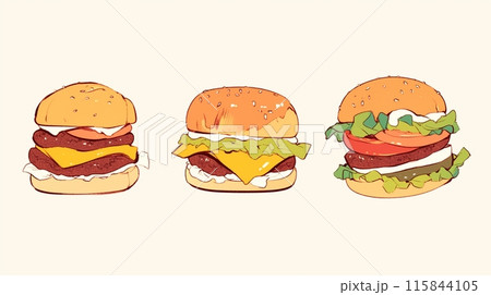 ハンバーガーのアイコン16 115844105
