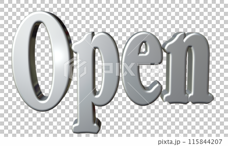 3DCG three-dimensional letters "Open/Opening Commemoration" Silver, Silver 115844207