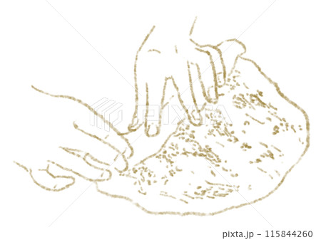 パン生地を巻く手元の線画イラスト パン生地を巻く手元の線画イラスト 115844260